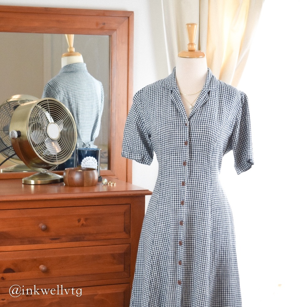 VTG UNLABELED | Gingham Button Dress